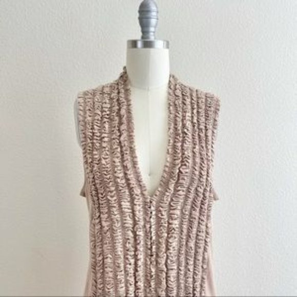 DKNY V-Neck Ruffle Sleeveless Blush Blouse